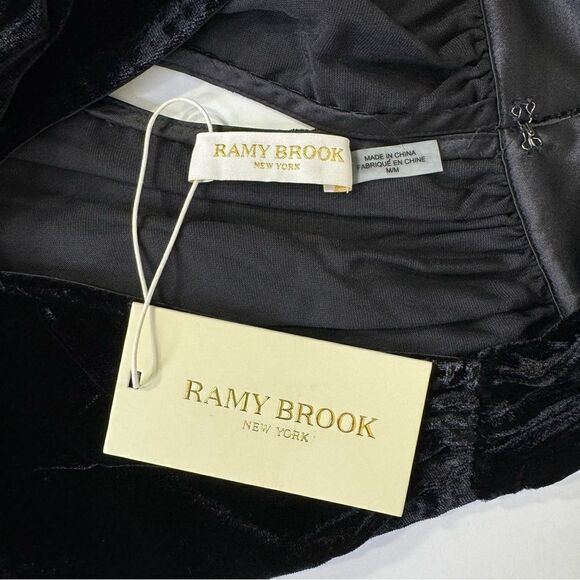 NEW Ramy Brook Jerry Black Velvet Mini Dress Medium - Picture 9 of 13